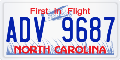 NC license plate ADV9687