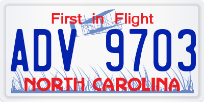 NC license plate ADV9703