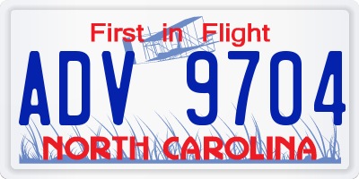 NC license plate ADV9704