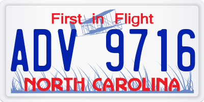 NC license plate ADV9716