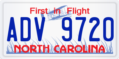 NC license plate ADV9720