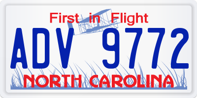 NC license plate ADV9772