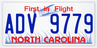 NC license plate ADV9779