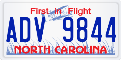 NC license plate ADV9844