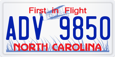 NC license plate ADV9850