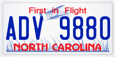 NC license plate ADV9880
