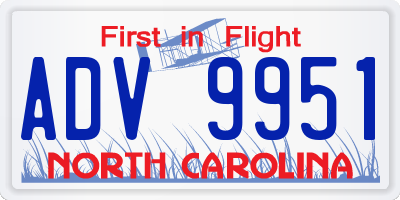 NC license plate ADV9951