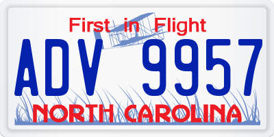 NC license plate ADV9957