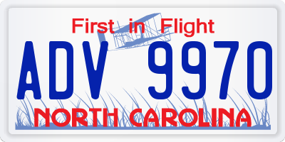 NC license plate ADV9970