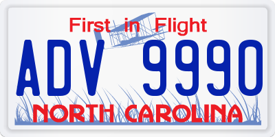 NC license plate ADV9990