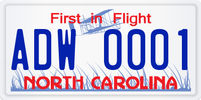 NC license plate ADW0001
