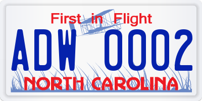NC license plate ADW0002