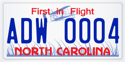 NC license plate ADW0004