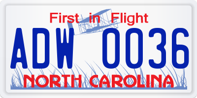 NC license plate ADW0036