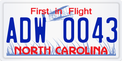 NC license plate ADW0043