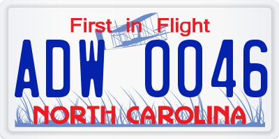 NC license plate ADW0046