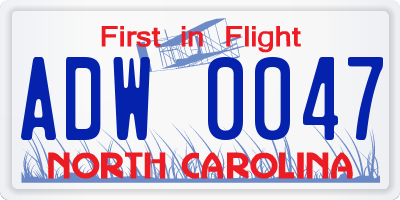 NC license plate ADW0047
