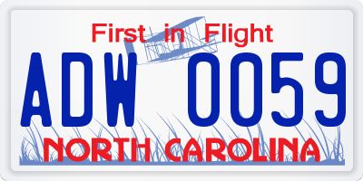 NC license plate ADW0059