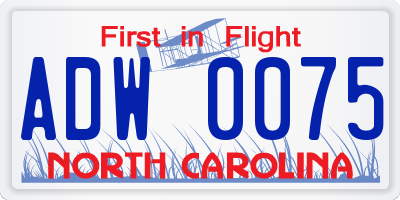 NC license plate ADW0075