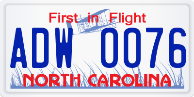NC license plate ADW0076