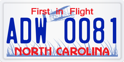 NC license plate ADW0081