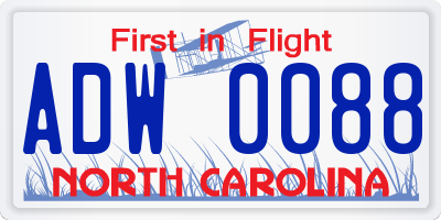 NC license plate ADW0088