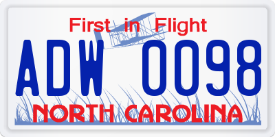 NC license plate ADW0098
