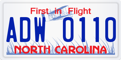 NC license plate ADW0110