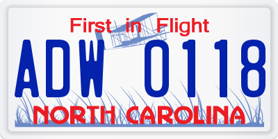 NC license plate ADW0118