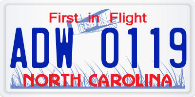 NC license plate ADW0119