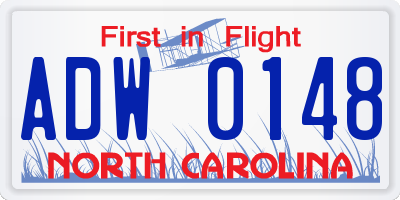 NC license plate ADW0148