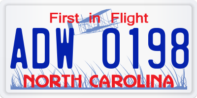 NC license plate ADW0198