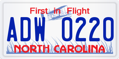 NC license plate ADW0220
