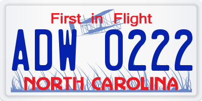 NC license plate ADW0222