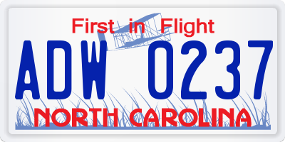 NC license plate ADW0237