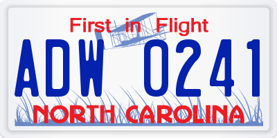 NC license plate ADW0241
