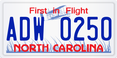 NC license plate ADW0250