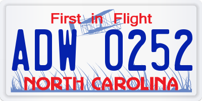 NC license plate ADW0252