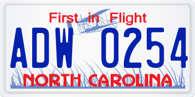 NC license plate ADW0254