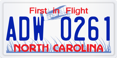 NC license plate ADW0261