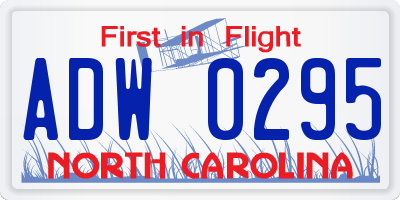 NC license plate ADW0295