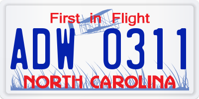 NC license plate ADW0311