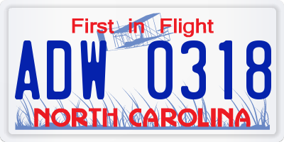 NC license plate ADW0318