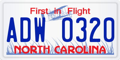 NC license plate ADW0320