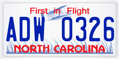 NC license plate ADW0326