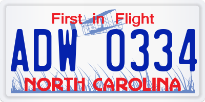 NC license plate ADW0334