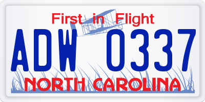 NC license plate ADW0337