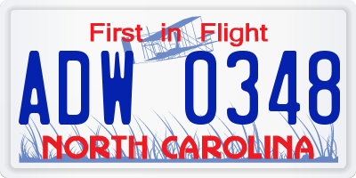 NC license plate ADW0348