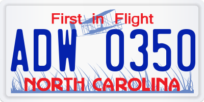 NC license plate ADW0350