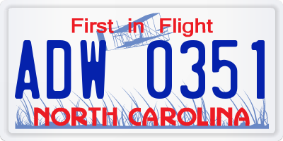 NC license plate ADW0351
